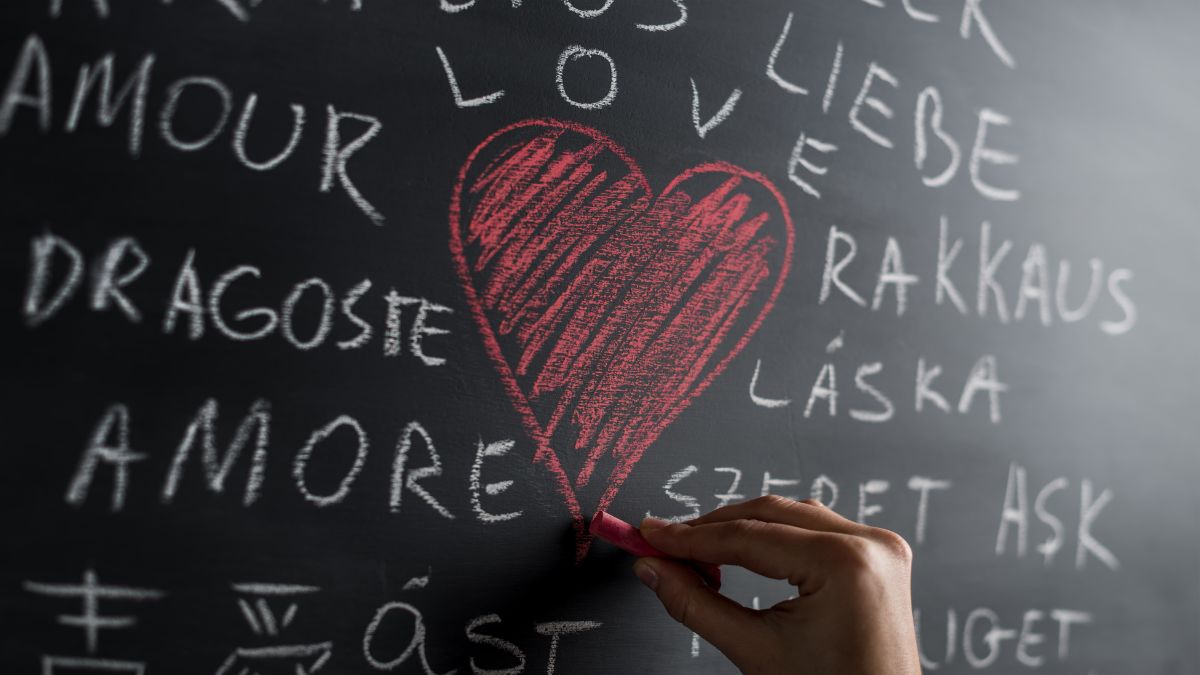 A heart figure drawn on a chalkboard